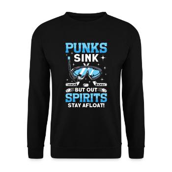Punks Sinken, Aber Spirituosen Bleiben Unter - Unisex Pullover - Schwarz - Vorne - Alina (178cm) & Michal (187cm)