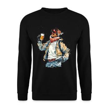 Après, Fête, Montagne, Skieurs des neiges, - Sweat-shirt Unisexe - noir - Devant - Alina (178cm) & Michal (187cm)