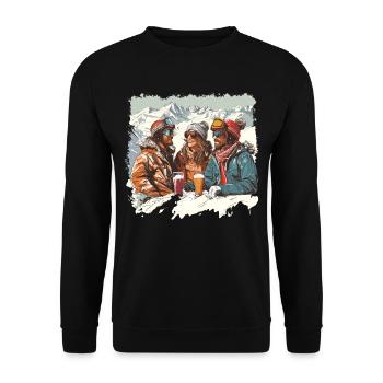 Winter Sports Mountains Snow Beer Ski - Unisex Sweatshirt - black - Front - Alina (178cm) & Michal (187cm)