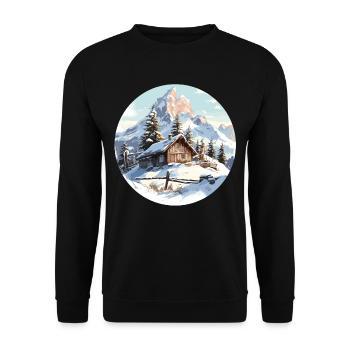 Winter sports Mountains Snow hut skiing - Unisex Sweatshirt - black - Front - Alina (178cm) & Michal (187cm)