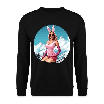 Après Party Mountains Snow Ski Bunny - Unisex Sweatshirt - black - Front - Alina (178cm) & Michal (187cm)