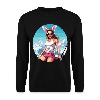 Après Party Mountains Snow Bunny Ski - Unisex Sweatshirt - black - Front - Alina (178cm) & Michal (187cm)