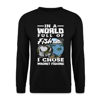 Magnetfischen Detektion Schatzsuche - Unisex Pullover - Schwarz - Vorne - Alina (178cm) & Michal (187cm)