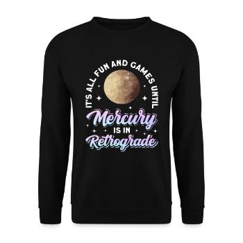 Rückläufige Planeten Merkur Rückläufig - Unisex Pullover - Schwarz - Vorne - Alina (178cm) & Michal (187cm)