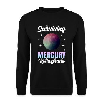 Rückläufige Planeten Merkur Rückläufig - Unisex Pullover - Schwarz - Vorne - Alina (178cm) & Michal (187cm)