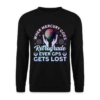 Rückläufige Planeten Merkur Rückläufig - Unisex Pullover - Schwarz - Vorne - Alina (178cm) & Michal (187cm)