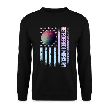 Rückläufige Planeten Merkur Rückläufig - Unisex Pullover - Schwarz - Vorne - Alina (178cm) & Michal (187cm)