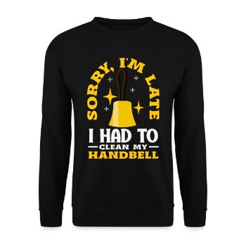 Choral Musical Instrument Hand Bell - Unisex Sweatshirt - black - Front - Alina (178cm) & Michal (187cm)