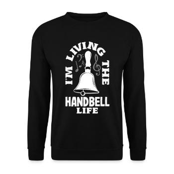 Choral Musical Instrument Hand Bell - Unisex Sweatshirt - black - Front - Alina (178cm) & Michal (187cm)