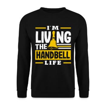 Choral Musical Instrument Hand Bell - Unisex Sweatshirt - black - Front - Alina (178cm) & Michal (187cm)