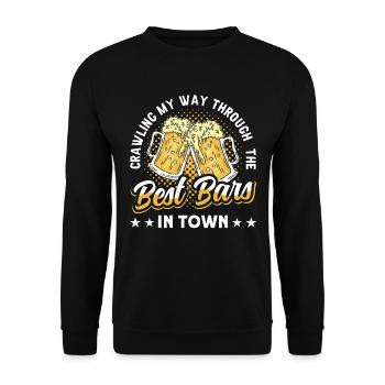 Crawled Pub Crawl Alcohol Drinking - Unisex Pullover - Schwarz - Vorne - Alina (178cm) & Michal (187cm)