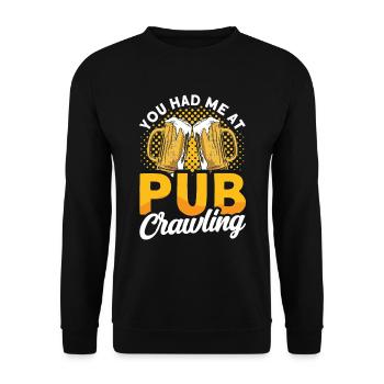 Crawled Pub Crawl Alcohol Drinking - Unisex Pullover - Schwarz - Vorne - Alina (178cm) & Michal (187cm)