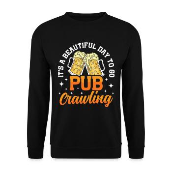 Crawled Pub Crawl Alcohol Drinking - Unisex Pullover - Schwarz - Vorne - Alina (178cm) & Michal (187cm)