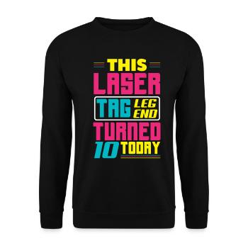 Lasertag-geburtstagsfeier – Lasertag 10 - Unisex Pullover - Schwarz - Vorne - Alina (178cm) & Michal (187cm)