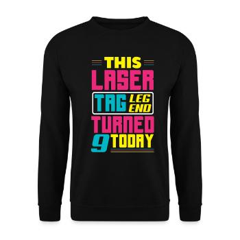 Lasertag-geburtstagsfeier – Lasertag 9 - Unisex Pullover - Schwarz - Vorne - Alina (178cm) & Michal (187cm)