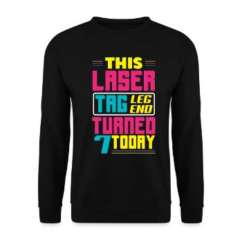 Lasertag-geburtstagsfeier – Lasertag 7 - Unisex Pullover - Schwarz - Vorne - Alina (178cm) & Michal (187cm)