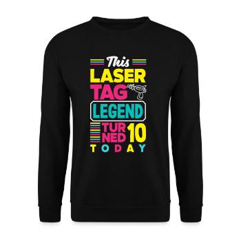 Lasertag-geburtstagsfeier – Lasertag 10 - Unisex Pullover - Schwarz - Vorne - Alina (178cm) & Michal (187cm)
