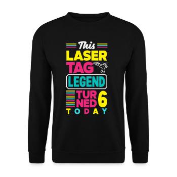 Lasertag-geburtstagsfeier – Lasertag 6 - Unisex Pullover - Schwarz - Vorne - Alina (178cm) & Michal (187cm)