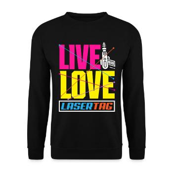 Indoor laser tag party outfit laser tag - Unisex Sweatshirt - black - Front - Alina (178cm) & Michal (187cm)
