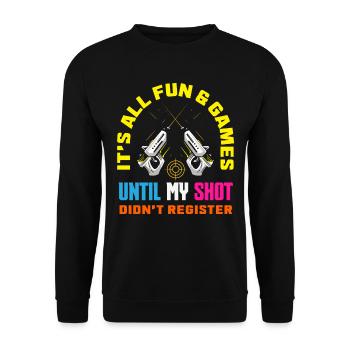 Indoor laser tag party outfit laser tag - Unisex Sweatshirt - black - Front - Alina (178cm) & Michal (187cm)