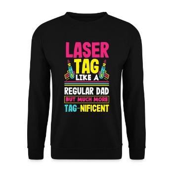 Indoor laser tag party outfit laser tag - Unisex Sweatshirt - black - Front - Alina (178cm) & Michal (187cm)