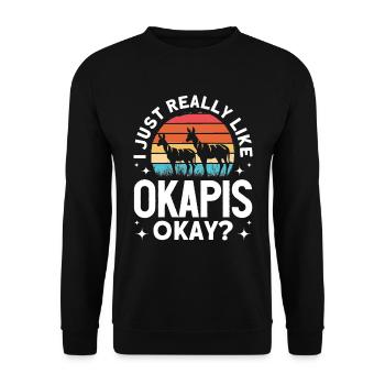 Lustiger Tierpfleger Okapi-liebhaber - Unisex Pullover - Schwarz - Vorne - Alina (178cm) & Michal (187cm)