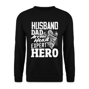 Arrowhead Hunter Bogenschießen Arrowhead - Unisex Pullover - Schwarz - Vorne - Alina (178cm) & Michal (187cm)