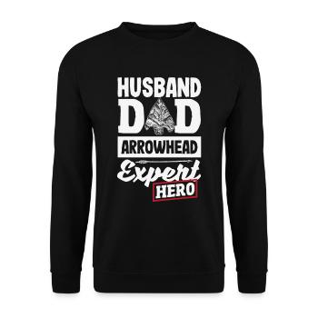 Arrowhead Hunter Bogenschießen Arrowhead - Unisex Pullover - Schwarz - Vorne - Alina (178cm) & Michal (187cm)