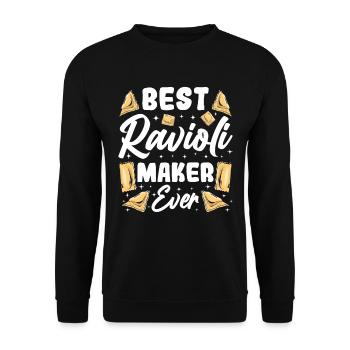 Lustige Italienisches Ravioli Pasta - Unisex Pullover - Schwarz - Vorne - Alina (178cm) & Michal (187cm)
