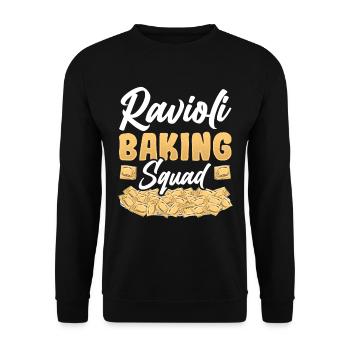 Lustige Italienisches Ravioli Pasta - Unisex Pullover - Schwarz - Vorne - Alina (178cm) & Michal (187cm)