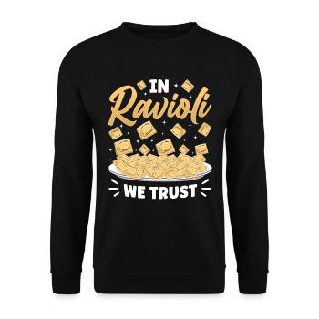 Lustige Italienisches Ravioli Pasta - Unisex Pullover - Schwarz - Vorne - Alina (178cm) & Michal (187cm)