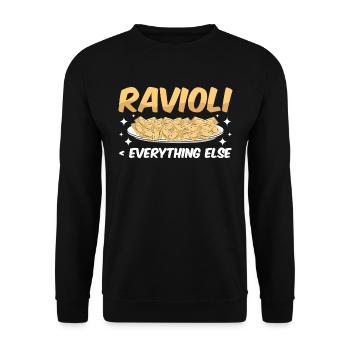 Lustige Italienisches Ravioli Pasta - Unisex Pullover - Schwarz - Vorne - Alina (178cm) & Michal (187cm)
