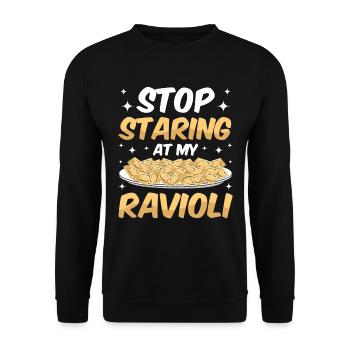 Lustige Italienisches Ravioli Pasta - Unisex Pullover - Schwarz - Vorne - Alina (178cm) & Michal (187cm)
