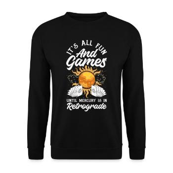 Rückläufige Planeten Merkur Rückläufig - Unisex Pullover - Schwarz - Vorne - Alina (178cm) & Michal (187cm)