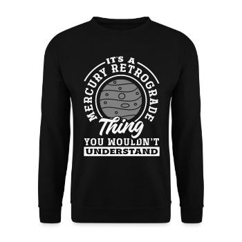 Rückläufige Planeten Merkur Rückläufig - Unisex Pullover - Schwarz - Vorne - Alina (178cm) & Michal (187cm)