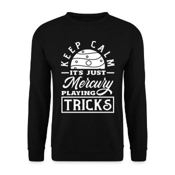 Rückläufige Planeten Merkur Rückläufig - Unisex Pullover - Schwarz - Vorne - Alina (178cm) & Michal (187cm)