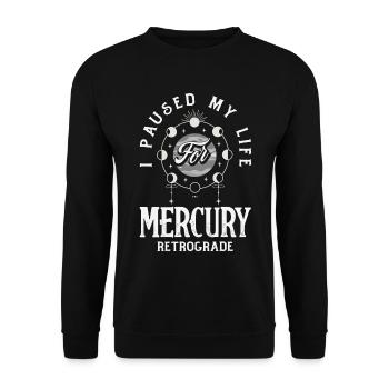 Rückläufige Planeten Merkur Rückläufig - Unisex Pullover - Schwarz - Vorne - Alina (178cm) & Michal (187cm)