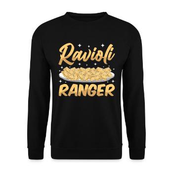 Lustige Italienisches Ravioli Pasta - Unisex Pullover - Schwarz - Vorne - Alina (178cm) & Michal (187cm)