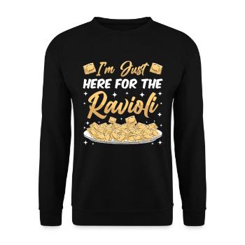 Lustige Italienisches Ravioli Pasta - Unisex Pullover - Schwarz - Vorne - Alina (178cm) & Michal (187cm)
