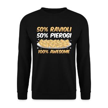 Lustige Italienisches Ravioli Pasta - Unisex Pullover - Schwarz - Vorne - Alina (178cm) & Michal (187cm)