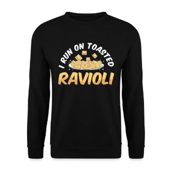 Lustige Italienisches Ravioli Pasta - Unisex Pullover - Schwarz - Vorne - Alina (178cm) & Michal (187cm)