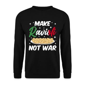 Lustige Italienisches Ravioli Pasta - Unisex Pullover - Schwarz - Vorne - Alina (178cm) & Michal (187cm)