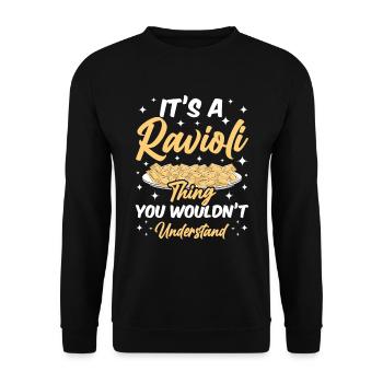 Lustige Italienisches Ravioli Pasta - Unisex Pullover - Schwarz - Vorne - Alina (178cm) & Michal (187cm)