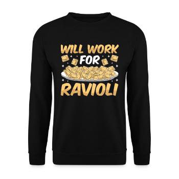 Lustige Italienisches Ravioli Pasta - Unisex Pullover - Schwarz - Vorne - Alina (178cm) & Michal (187cm)