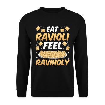 Lustige Italienisches Ravioli Pasta - Unisex Pullover - Schwarz - Vorne - Alina (178cm) & Michal (187cm)
