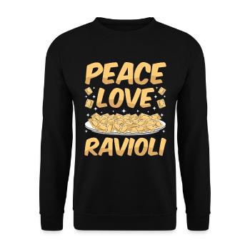 Lustige Italienisches Ravioli Pasta - Unisex Pullover - Schwarz - Vorne - Alina (178cm) & Michal (187cm)