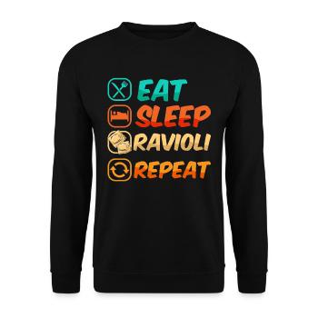 Lustige Italienisches Ravioli Pasta - Unisex Pullover - Schwarz - Vorne - Alina (178cm) & Michal (187cm)