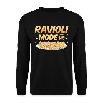 Lustige Italienisches Ravioli Pasta - Unisex Pullover - Schwarz - Vorne - Alina (178cm) & Michal (187cm)