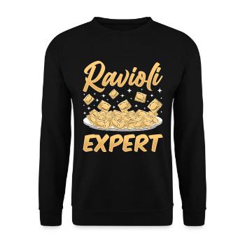 Lustige Italienisches Ravioli Pasta - Unisex Pullover - Schwarz - Vorne - Alina (178cm) & Michal (187cm)