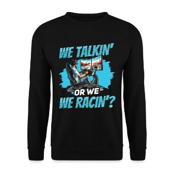 Simulator Cockpit Esports Sim Racing - Unisex Pullover - Schwarz - Vorne - Alina (178cm) & Michal (187cm)